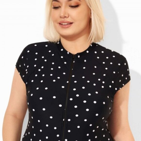 Meet Curve 3XL NWOT Black & White Polka Dot Swimsuit Beach Resort Vacation - Picture 4 of 13